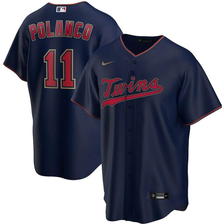 Mens Minnesota Twins 11 Jorge Polanco Nike Navy Alternate Replica Player Name MLB Jerseys